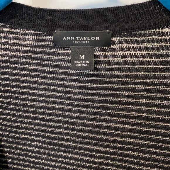 Ann Taylor Fine Merino Striped Thin Long Sparkly Cardigan EUC - Picture 8 of 15